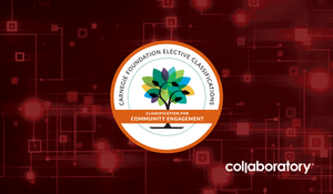 Carnegie community engagement classification logo on Collaboratory-branded background.